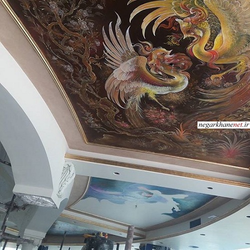 اجرای نقاشی مینیاتور روی دیوار و سقف